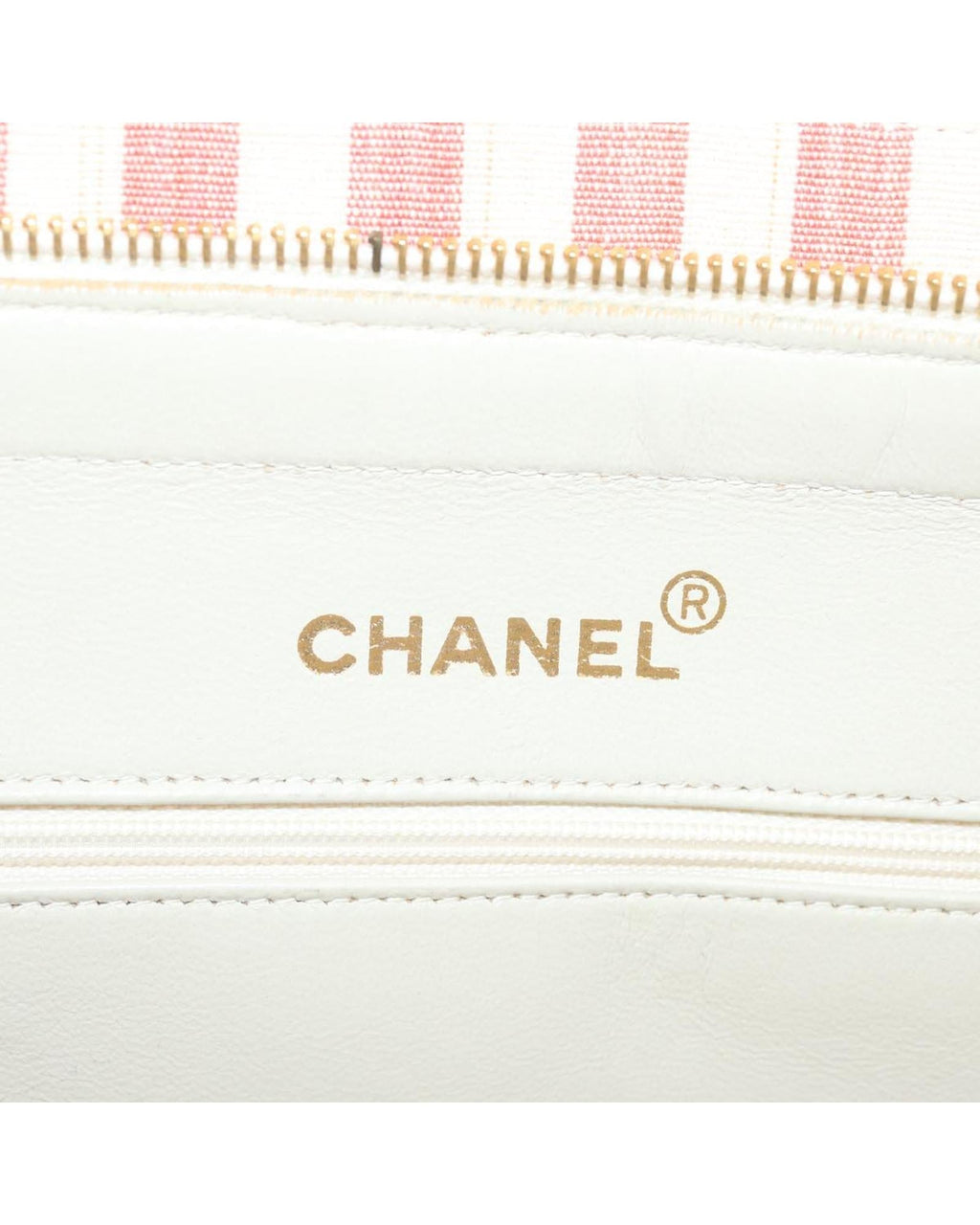 CHANEL Quilted Striped Shoulder Bag Model Pink and White