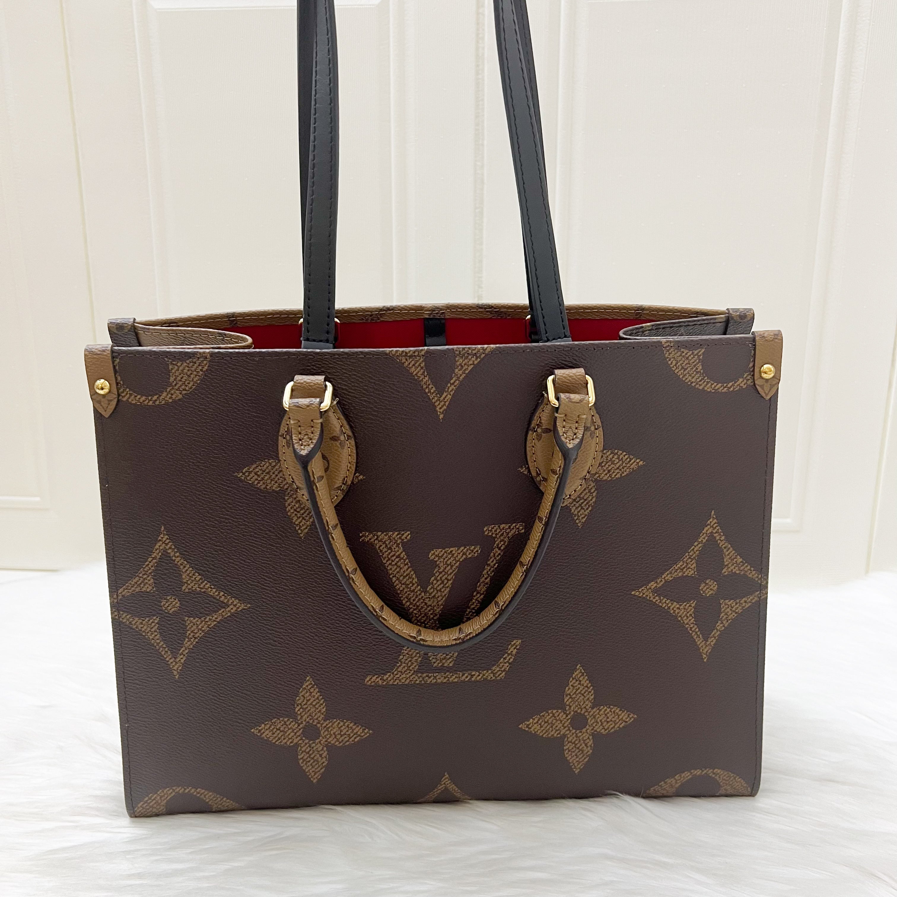 LV Onthego MM in Reverse Giant Monogram Canvas and GHW