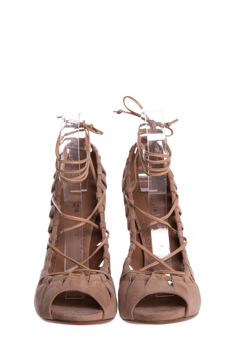 AlaÃƒÆ’Ã‚Â¯a Mauve Suede Cutout Accent Peep-Toe Pumps SZ 41