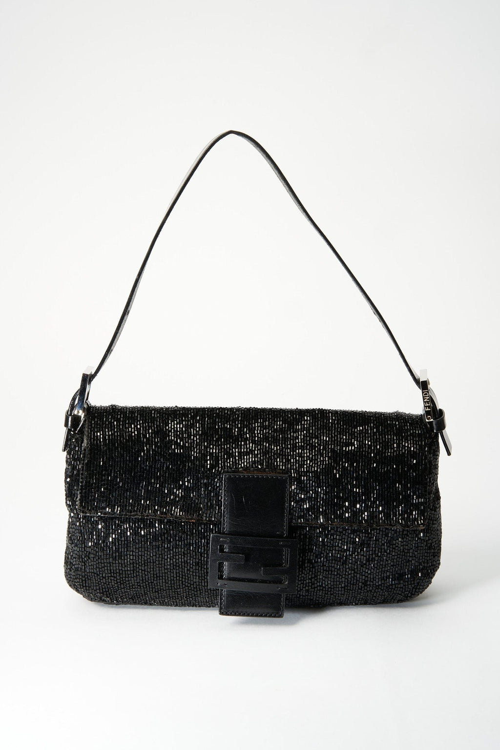 Fendi Black Sequin Beaded Baguette Bag
