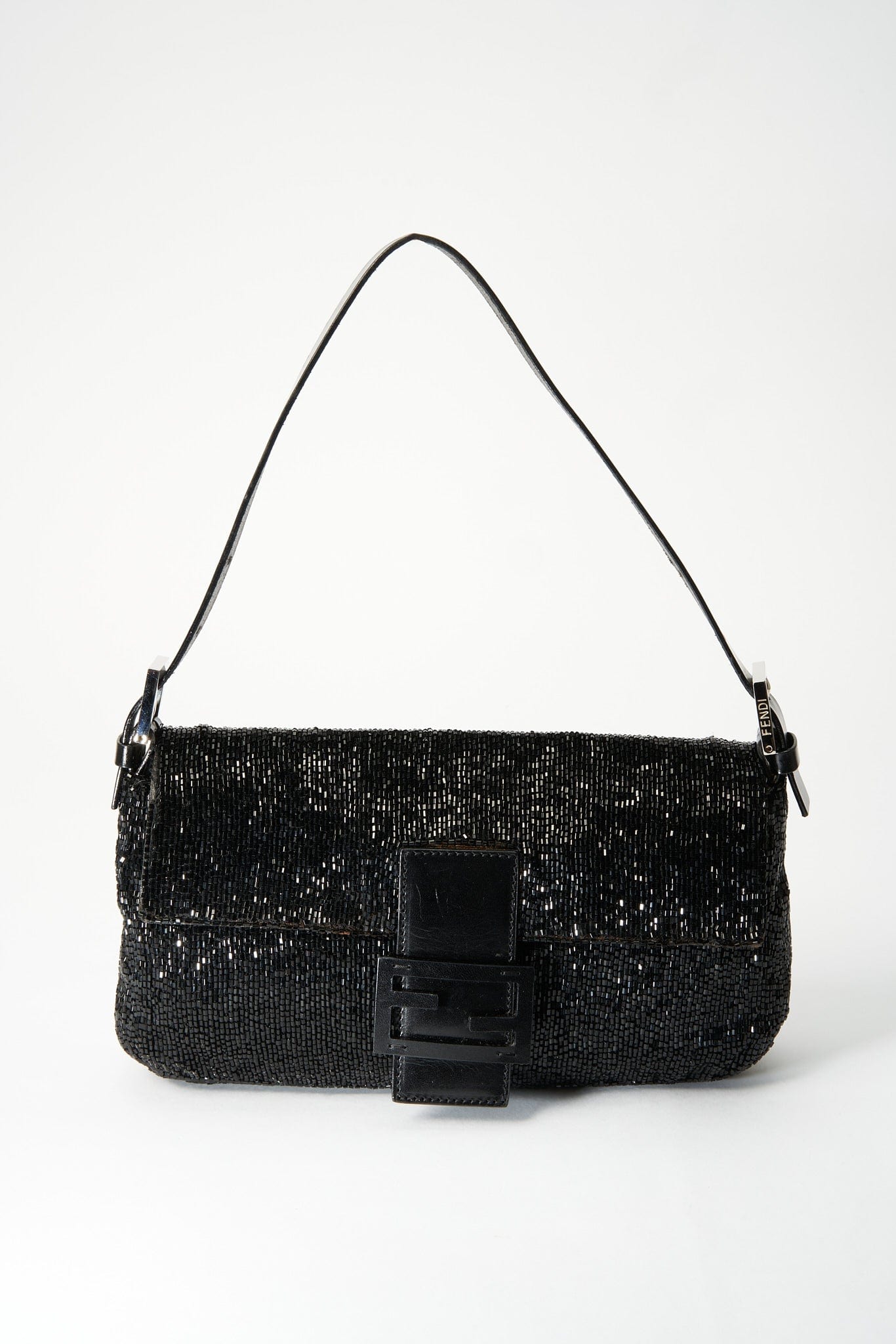 Fendi Black Sequin Beaded Baguette Bag