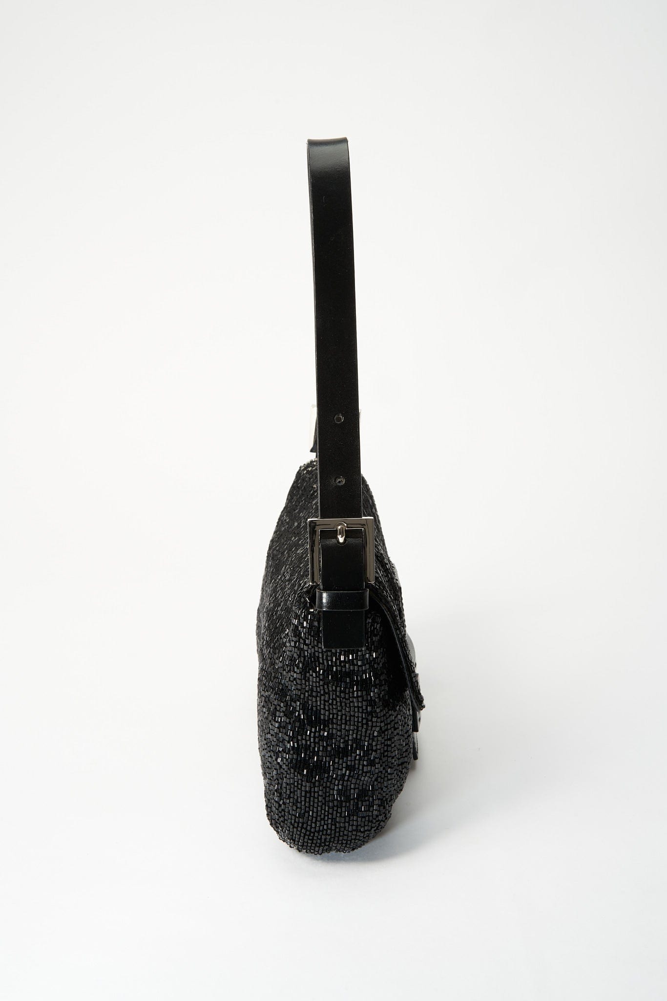 Fendi Black Sequin Beaded Baguette Bag