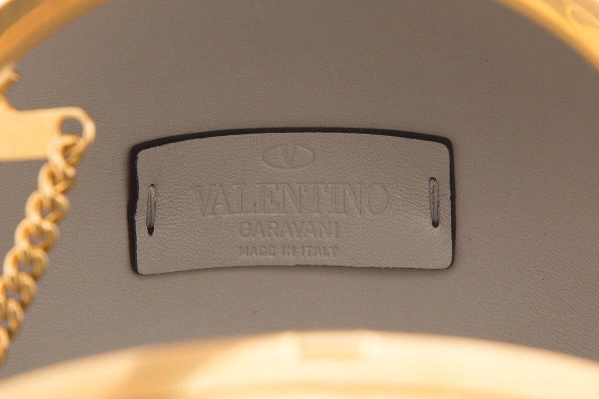 Valentino Gold Crystal Embelished V-Logo Cluctch