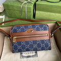 gg Ophidia gg Mini Bag Dark Blue And Ivory Eco Washed Organic gg Jacquard Denim For Women 6.9in/17.5cm gg 517350 2KQgg 8375