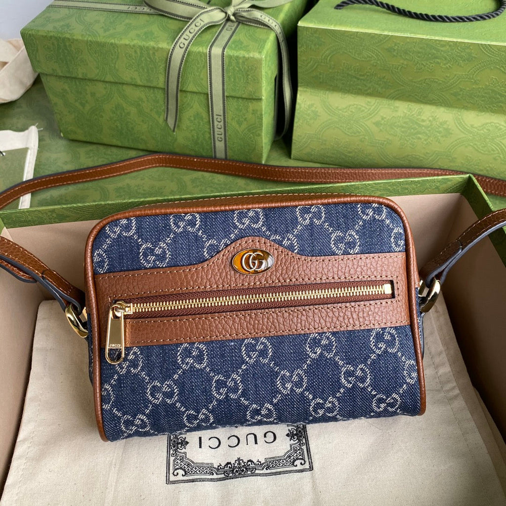 Glami OphiGLAMIa Glami Mini Bag Dark Blue And Ivory Eco Washed Organic Glami Jacquard Denim For Women 6.9in/17.5cm Glami 517350 2KQGlami 8375