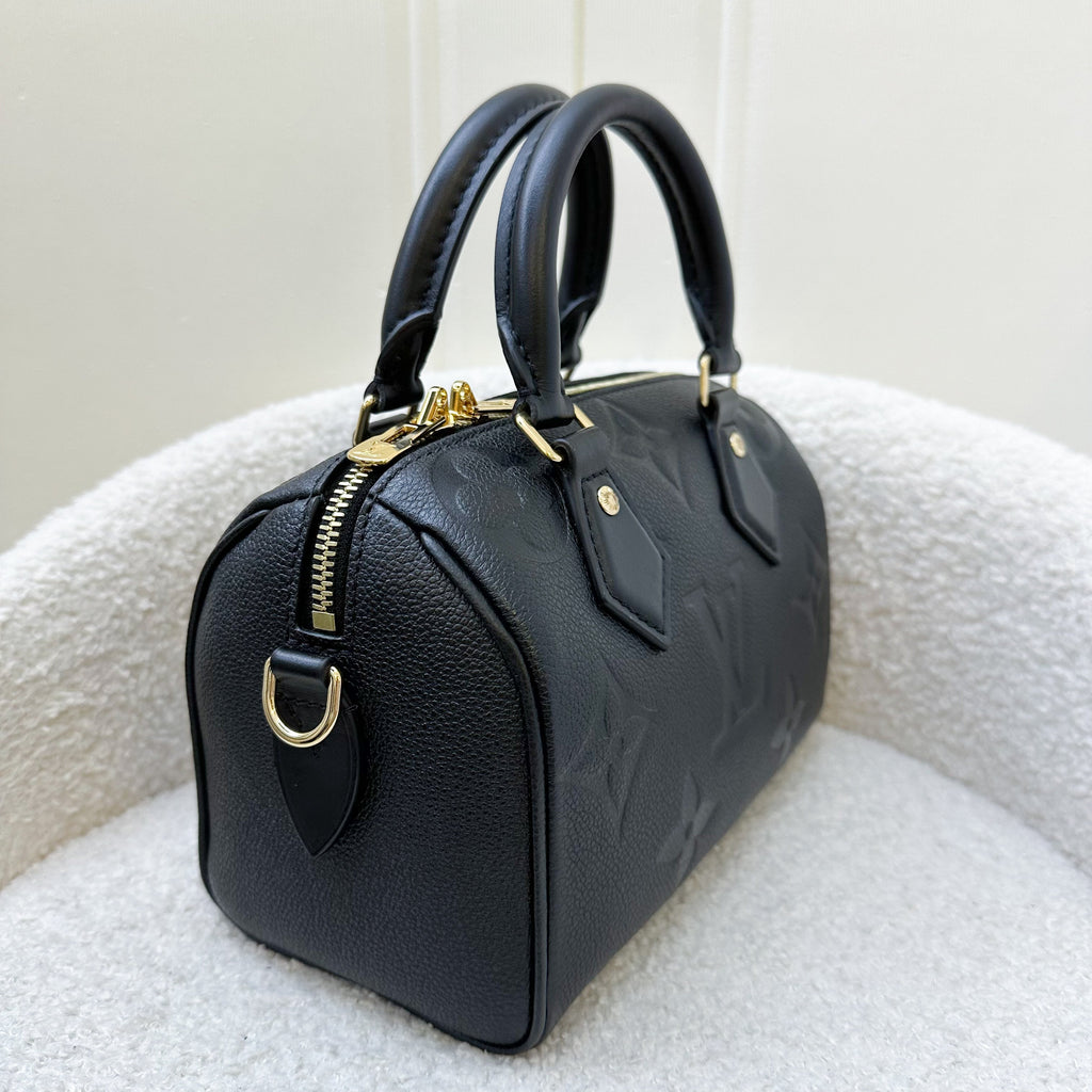 LV Speedy Bandouliere 20 in Black Giant Monogram Empreinte Leather and GHW