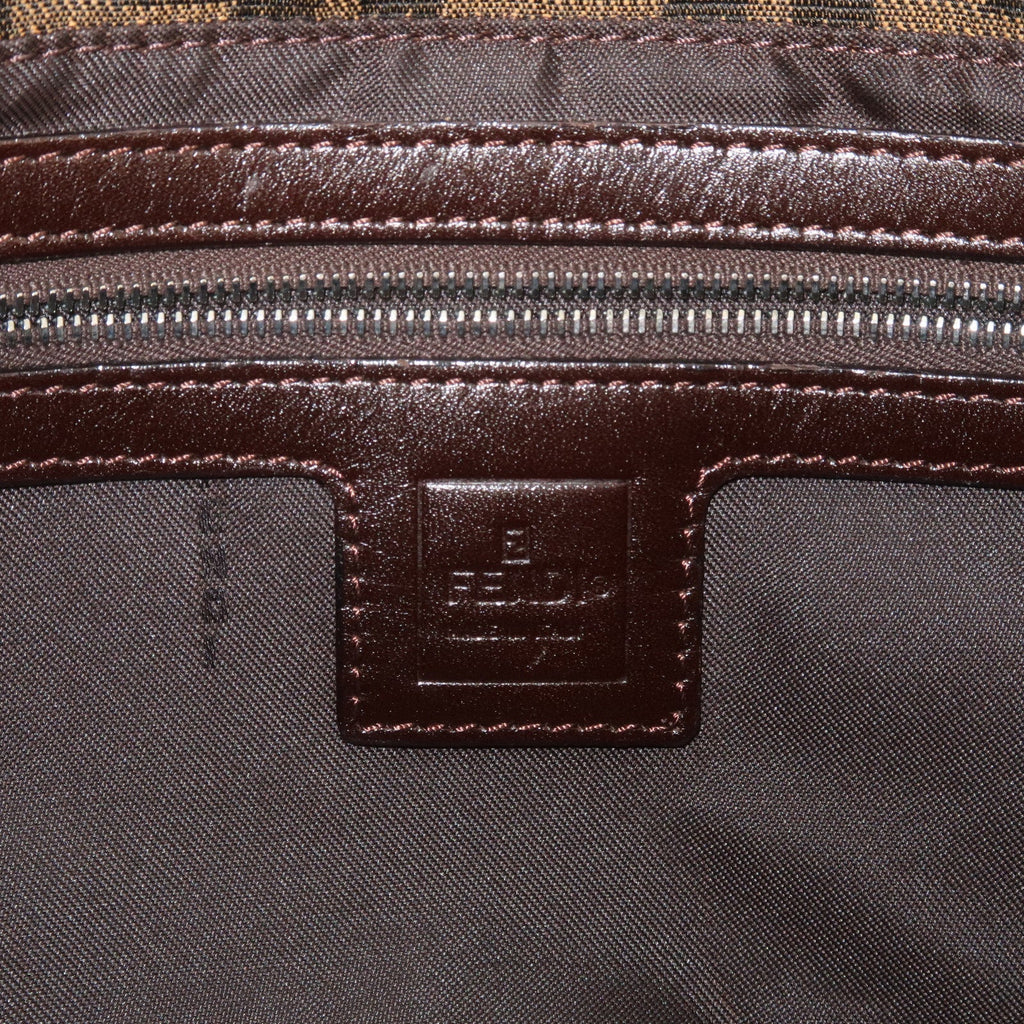 FENDI Zucca Canvas Leather Shoulder Bag Khaki Black Brown 26725