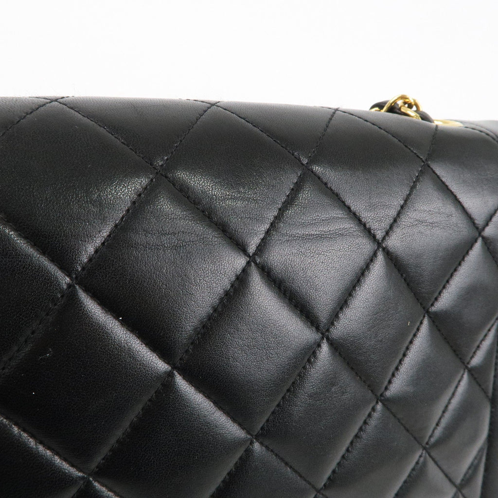 CHANEL Matelasse Lambskin Diana Chain Shoulder Bag Black A01165