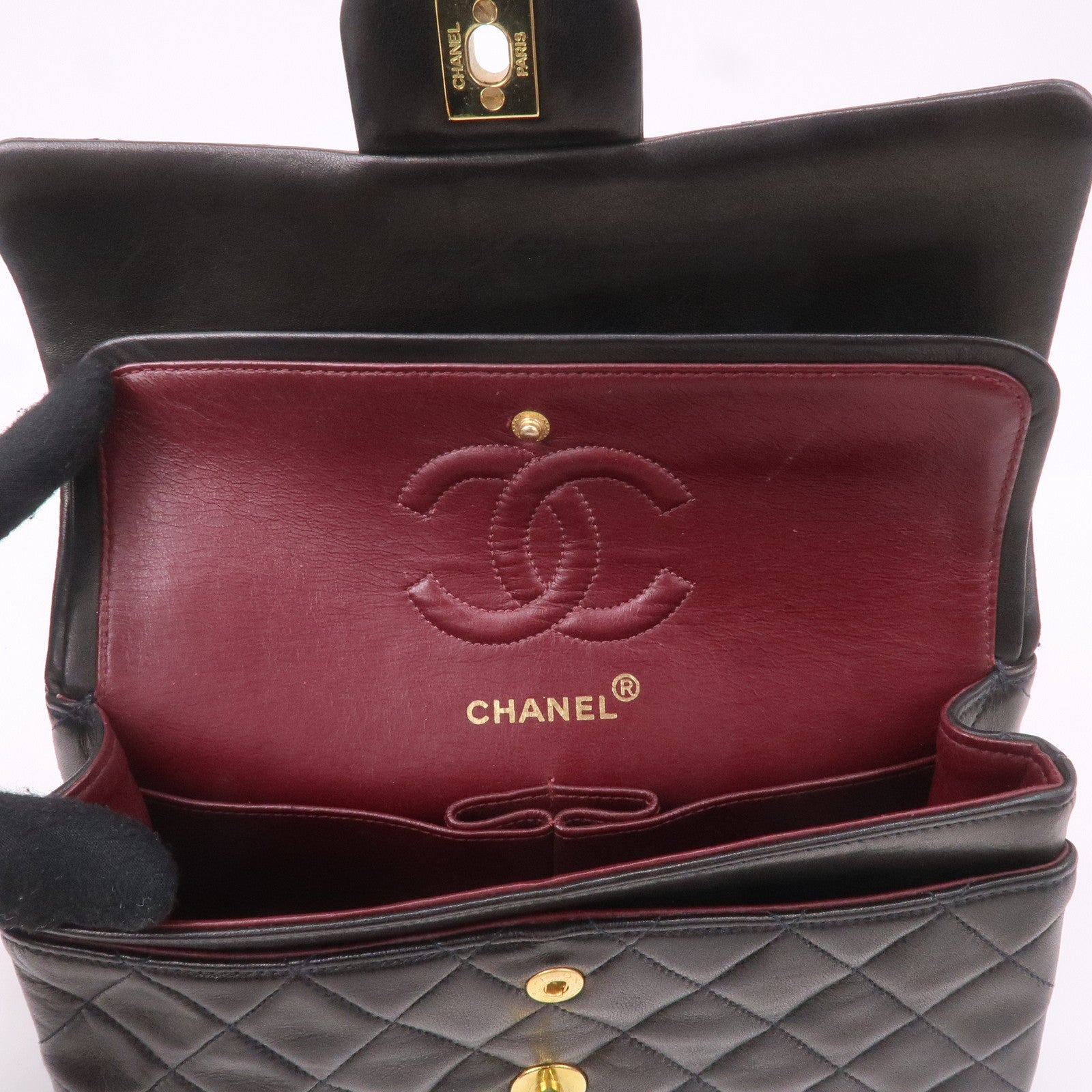 CHANEL Matelasse Lamb Skin 23 Double Flap Shoulder Bag A01113