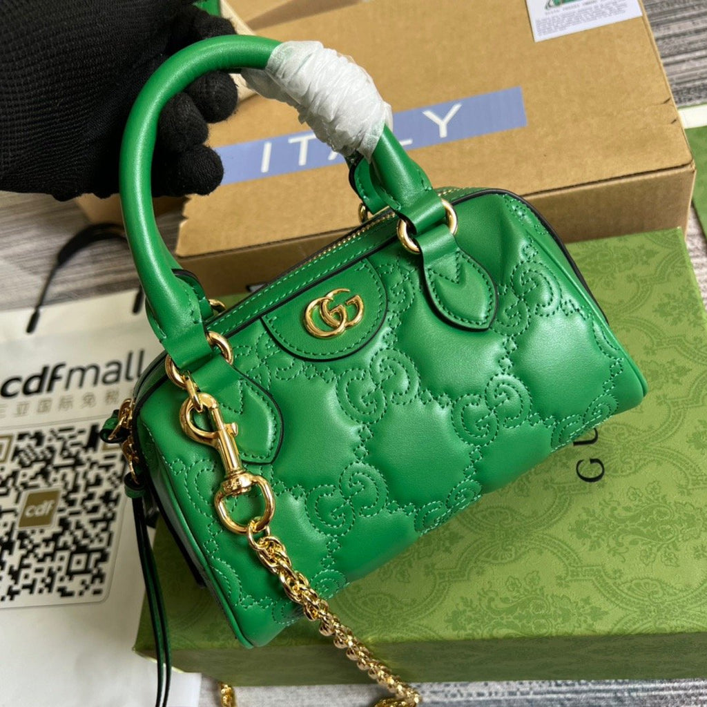 gg Matelasse Top Handle Bag Green For Women, Women’s Bags 7.5in/19cm gg 702251 UM8HG 3389