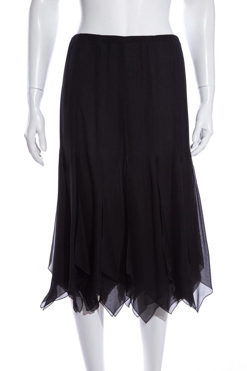Chanel Cruise '06 Black Panel Ruffle Hem Skirt SZ 42