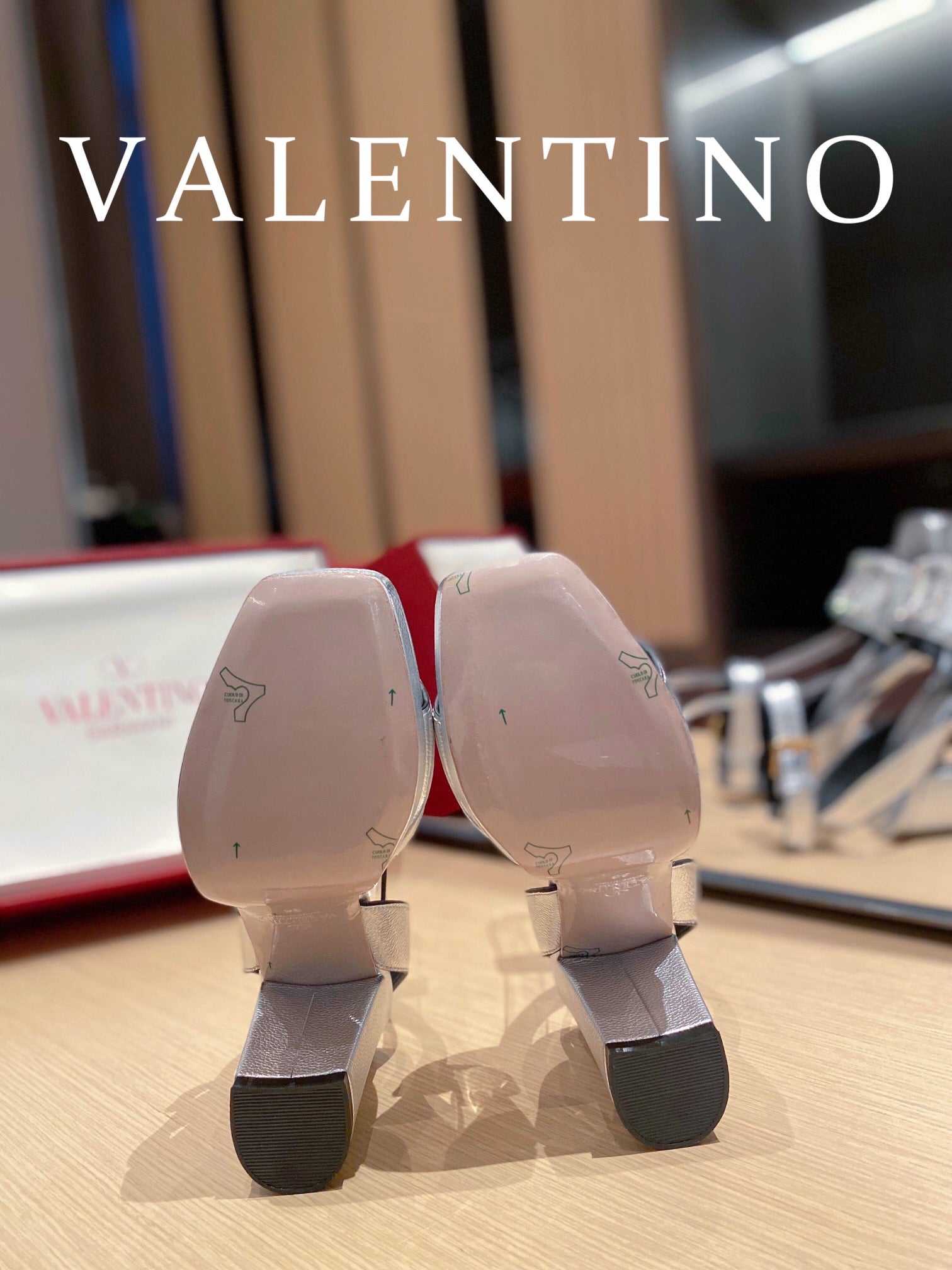 Valentino Garavani Strap Heeled Sandals With V Logo Crystal EmbellisGLAMIent Silver For Women