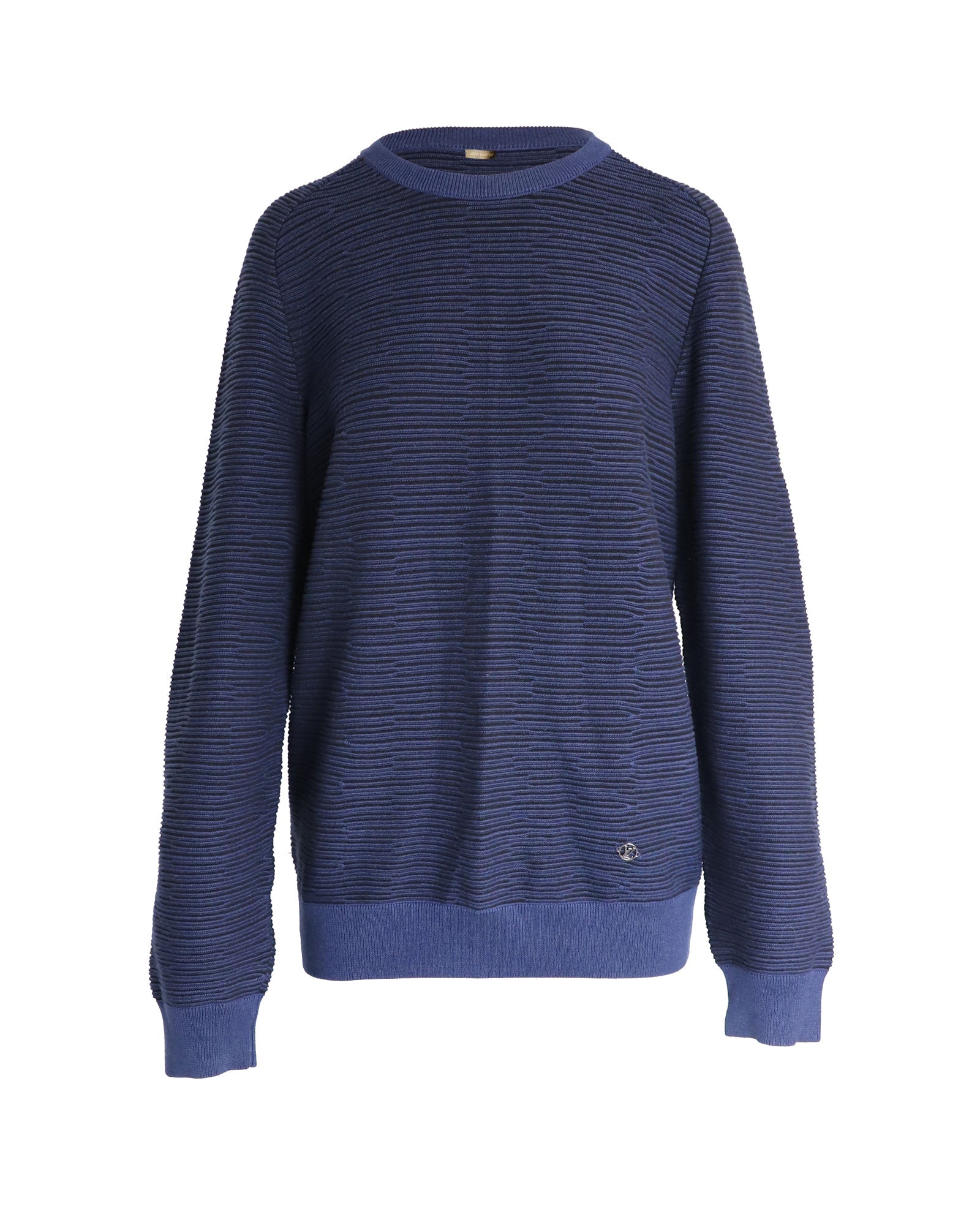 Louis Vuitton Striped Crewneck Sweater in Navy Cotton