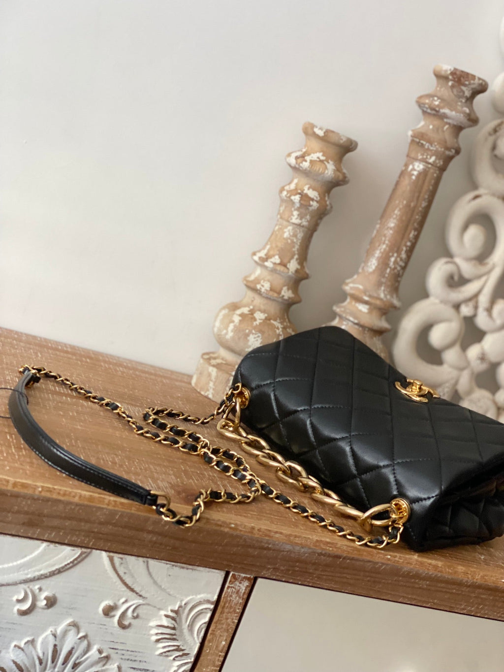 CHLLarge Flap Black Bag For Women 23cm/9in