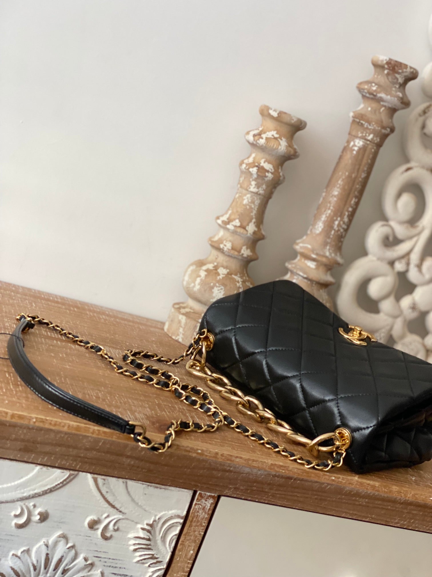 CHLLarge Flap Black Bag For Women 23cm/9in