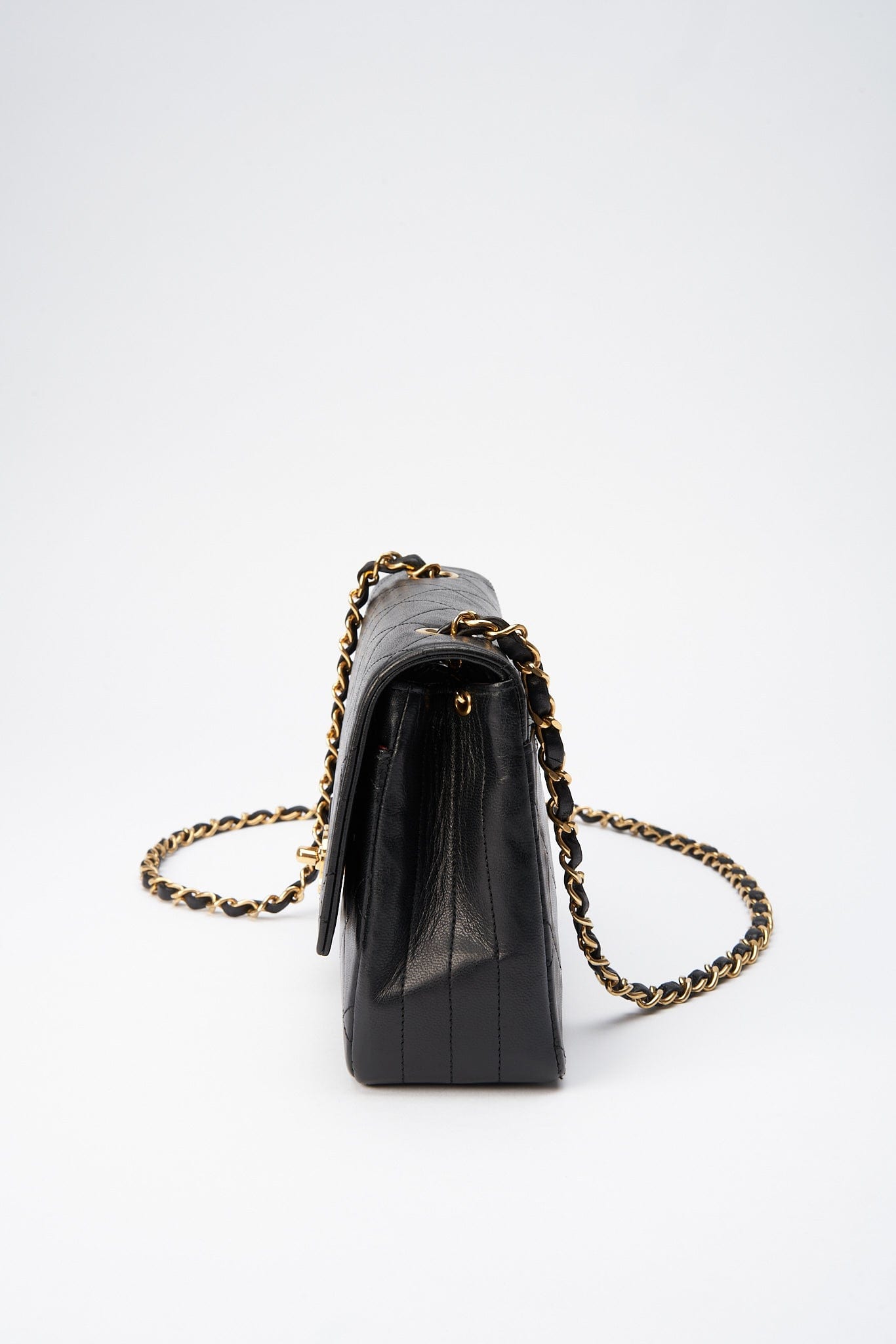 Chanel Vintage Black Single Flap with 24k gold plated hardware and V design