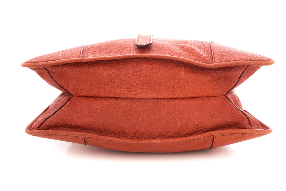 Belstaff Orange Leather Zip Top Tote Handbag