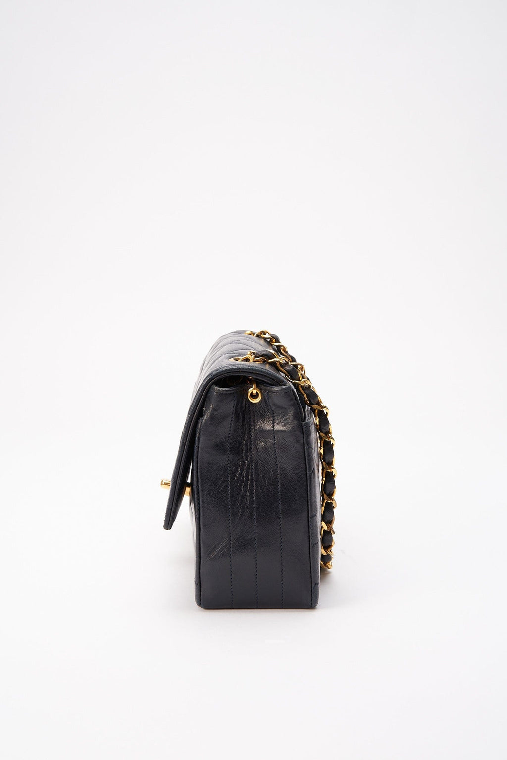 Chanel Single Flap Crossbody with 24K Gold Plated Hardware - Navy