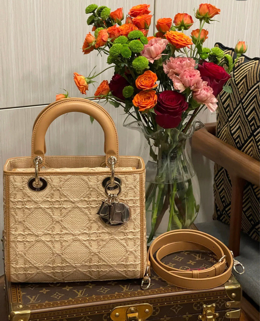 GLAMI MeGLAMIum Lady Bag Natural Cannage Raffia, Brown Handbags, 24cm CD M0565OMBD_M925