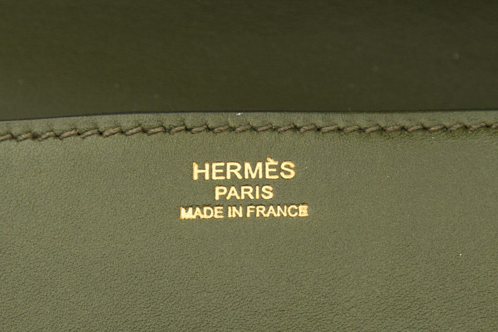 HermÃƒÆ’Ã‚Â¨s 2013 Q EGEE Dark Green Box Calf Clutch