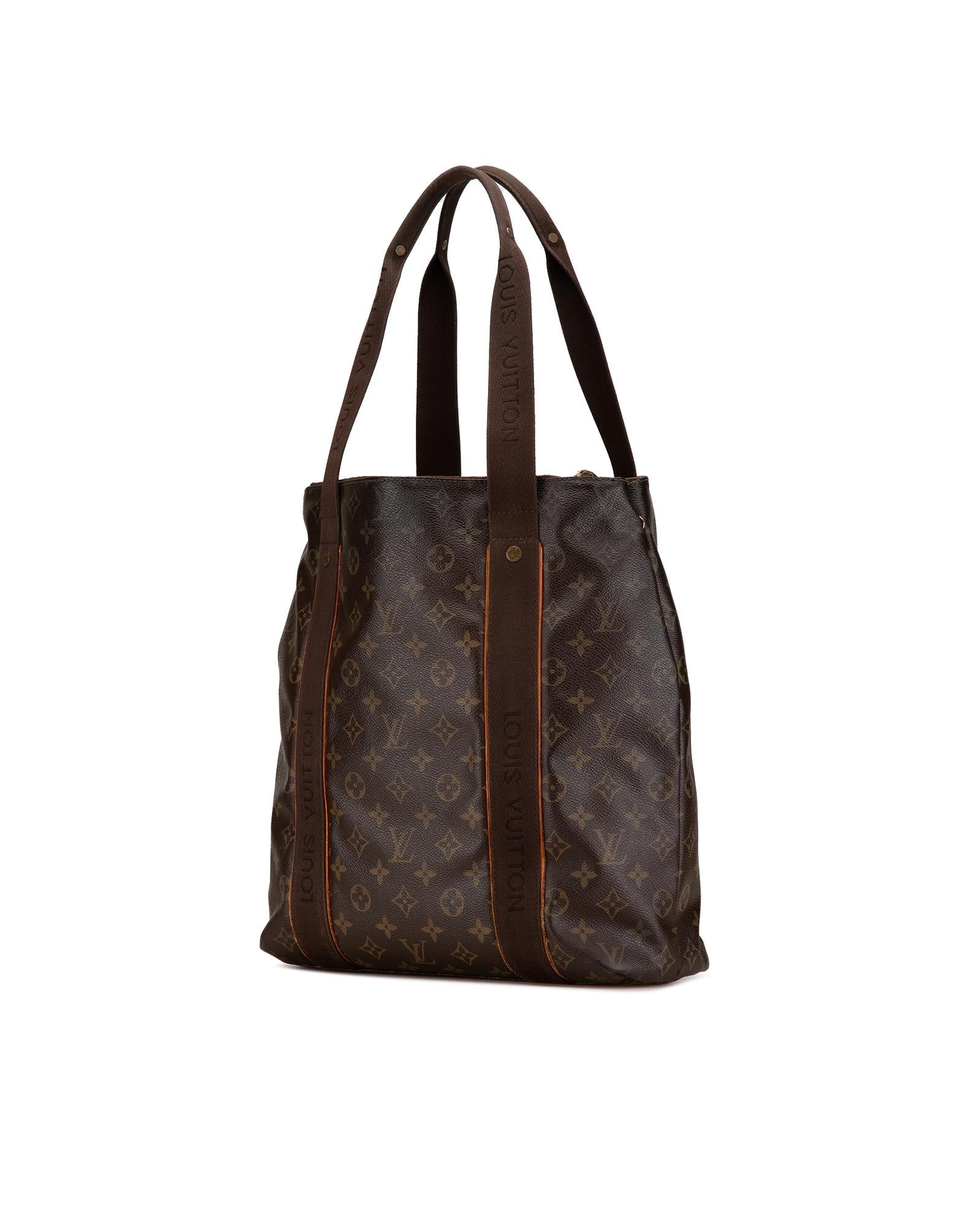 Monogram Canvas Cabas Tote with Extended Straps and Multiple Pockets
