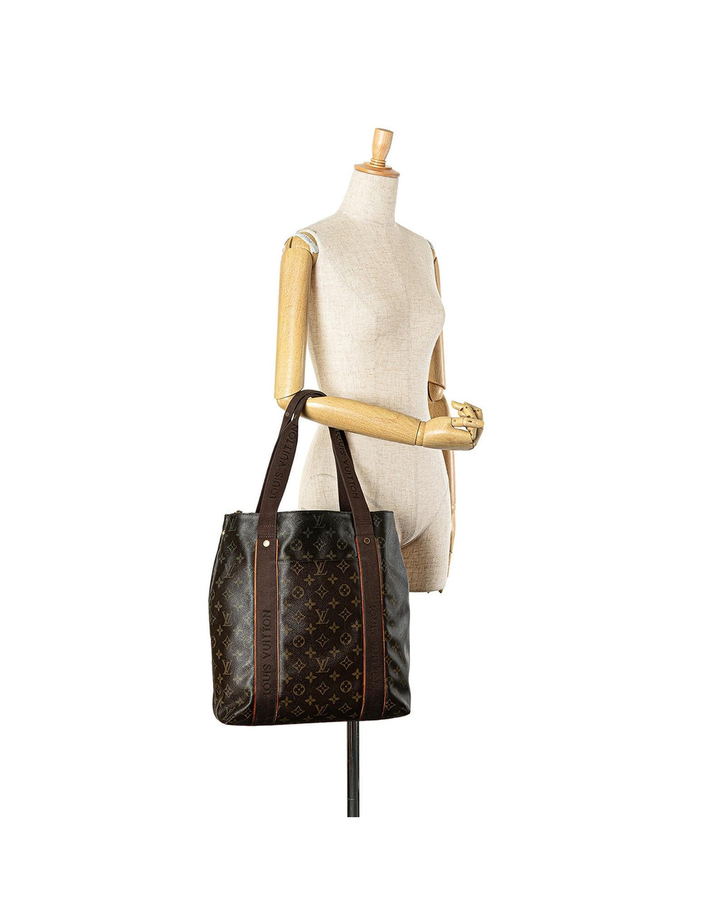 Monogram Canvas Cabas Tote with Extended Straps and Multiple Pockets