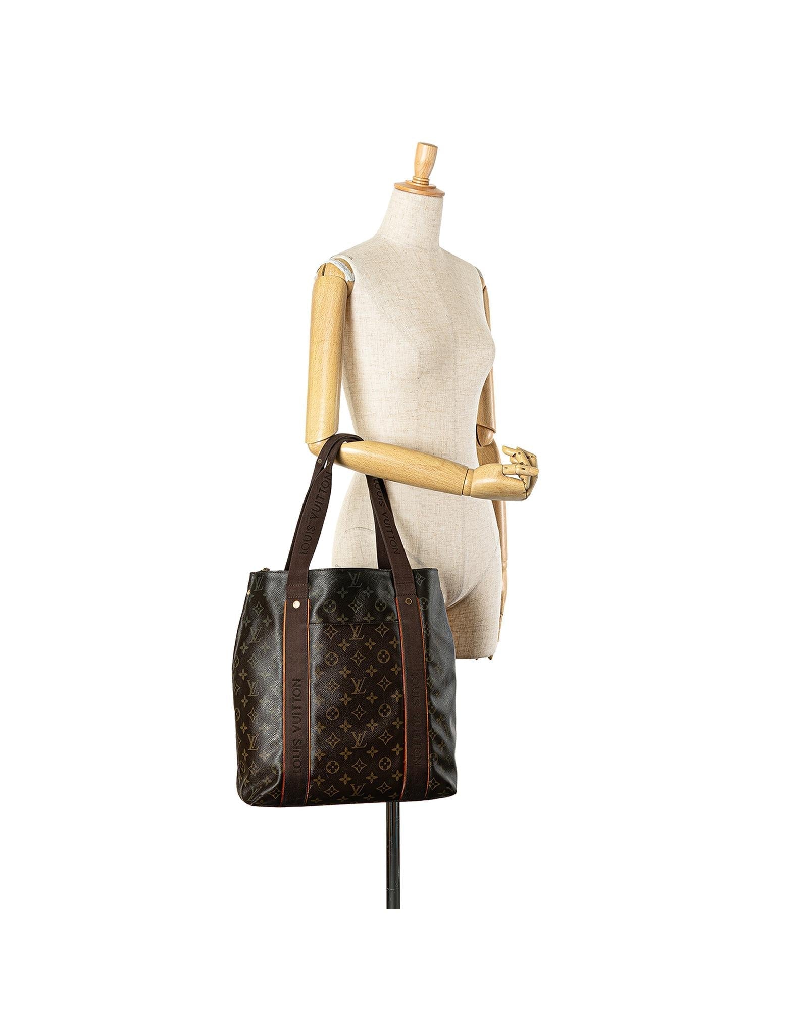 Monogram Canvas Cabas Tote with Extended Straps and Multiple Pockets