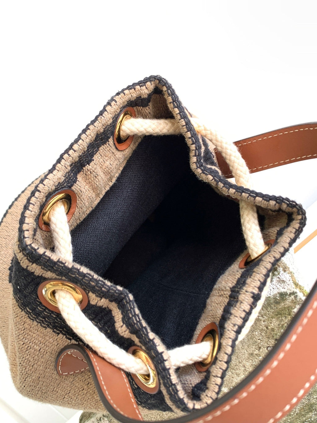 GLAMI Teen Drawstring In Textile With Triomphe Beige / Tan For Women 6in/15cm 196532EFZ.02ET