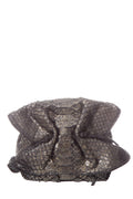 Carlos Falchi Metallic Silver Exotic Skin Mini Cross-Body