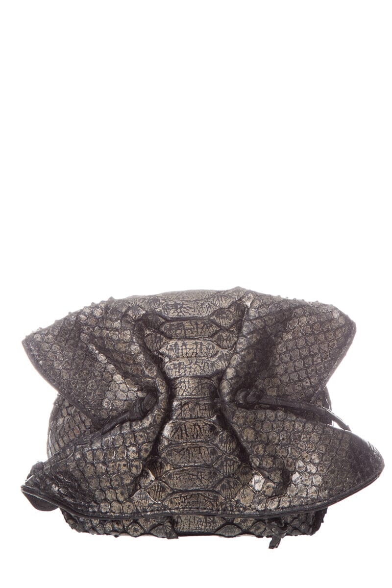 Carlos Falchi Metallic Silver Exotic Skin Mini Cross-Body