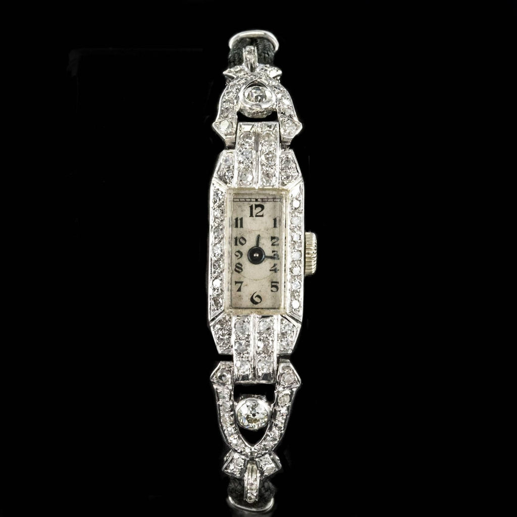 Ladies Platinum white gold Diamond French Art Deco Mechanical Wristwatch, 1925