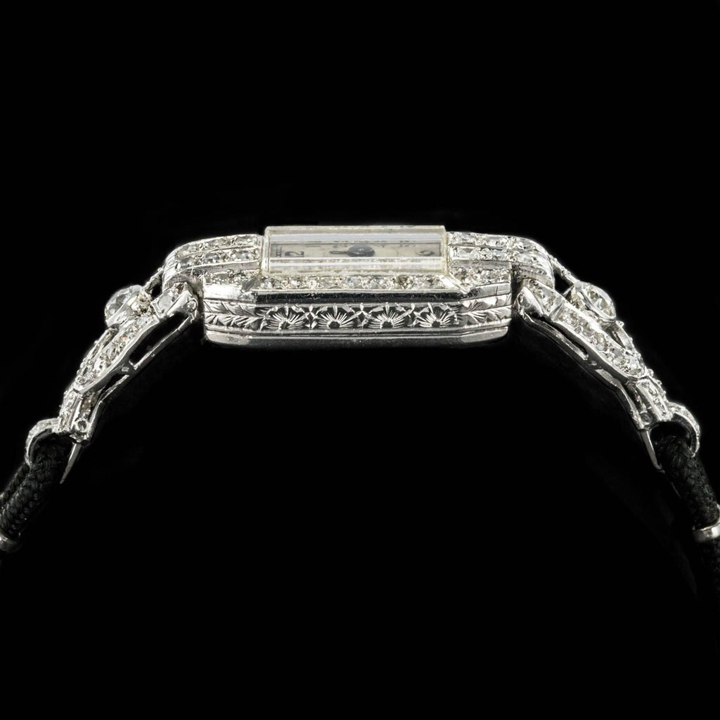 Ladies Platinum white gold Diamond French Art Deco Mechanical Wristwatch, 1925