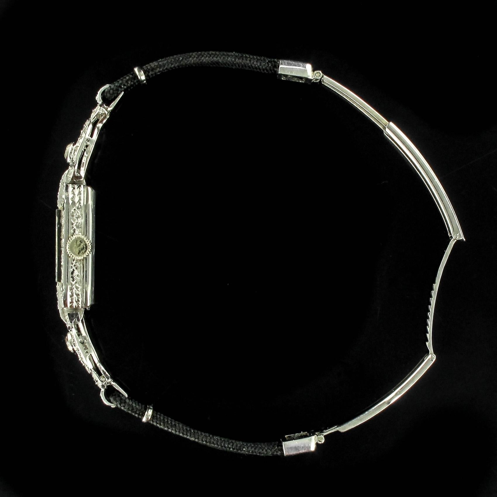 Ladies Platinum white gold Diamond French Art Deco Mechanical Wristwatch, 1925