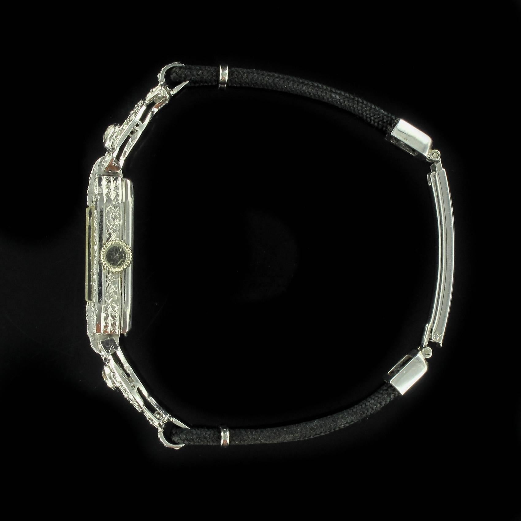 Ladies Platinum white gold Diamond French Art Deco Mechanical Wristwatch, 1925