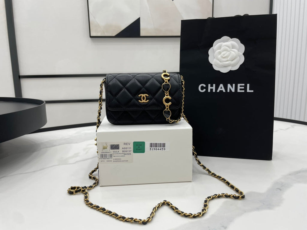 CHLMini Flap Bag Black For Women, Women’s Bags 7.5in/19cm