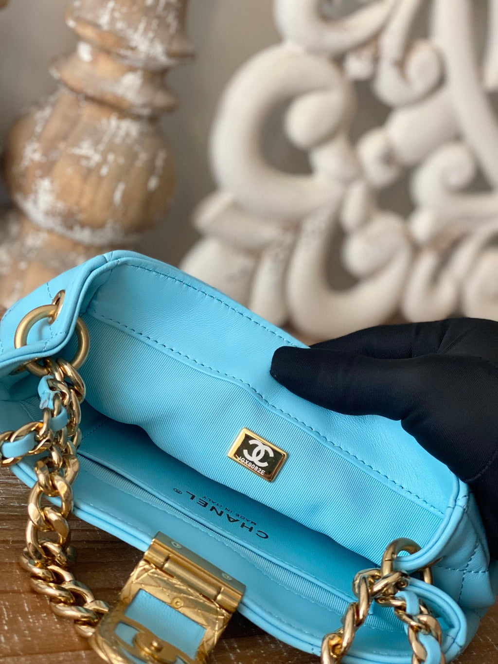 CHLSmall Hobo Bag Gold Hardware Blue For Women, Women’s Handbags, Shoulder Bags 7.5in/19cm