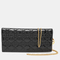 Dior Black Quilted Cannage Patent Leather Lady Dior Chain Clutch..