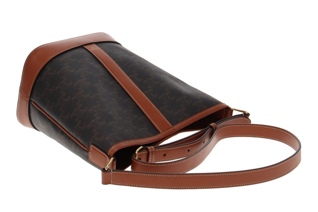 Celine Canvas & Calfskin Triomphe Small Bucket Bag 2020