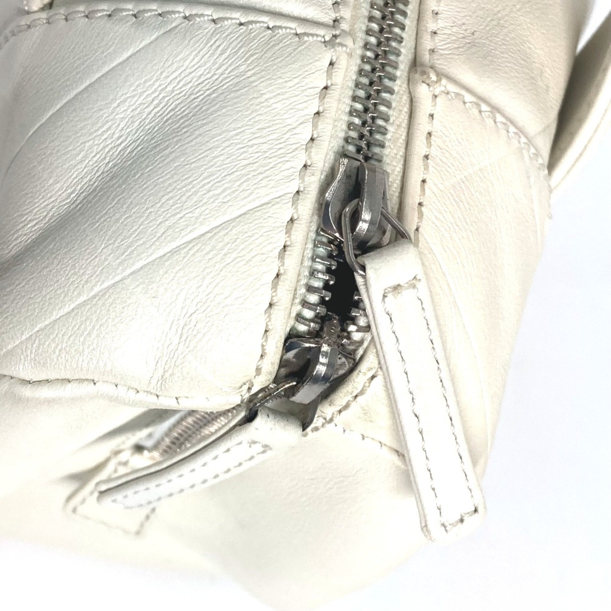 Chanel Quilted Bowling Bag White Leather