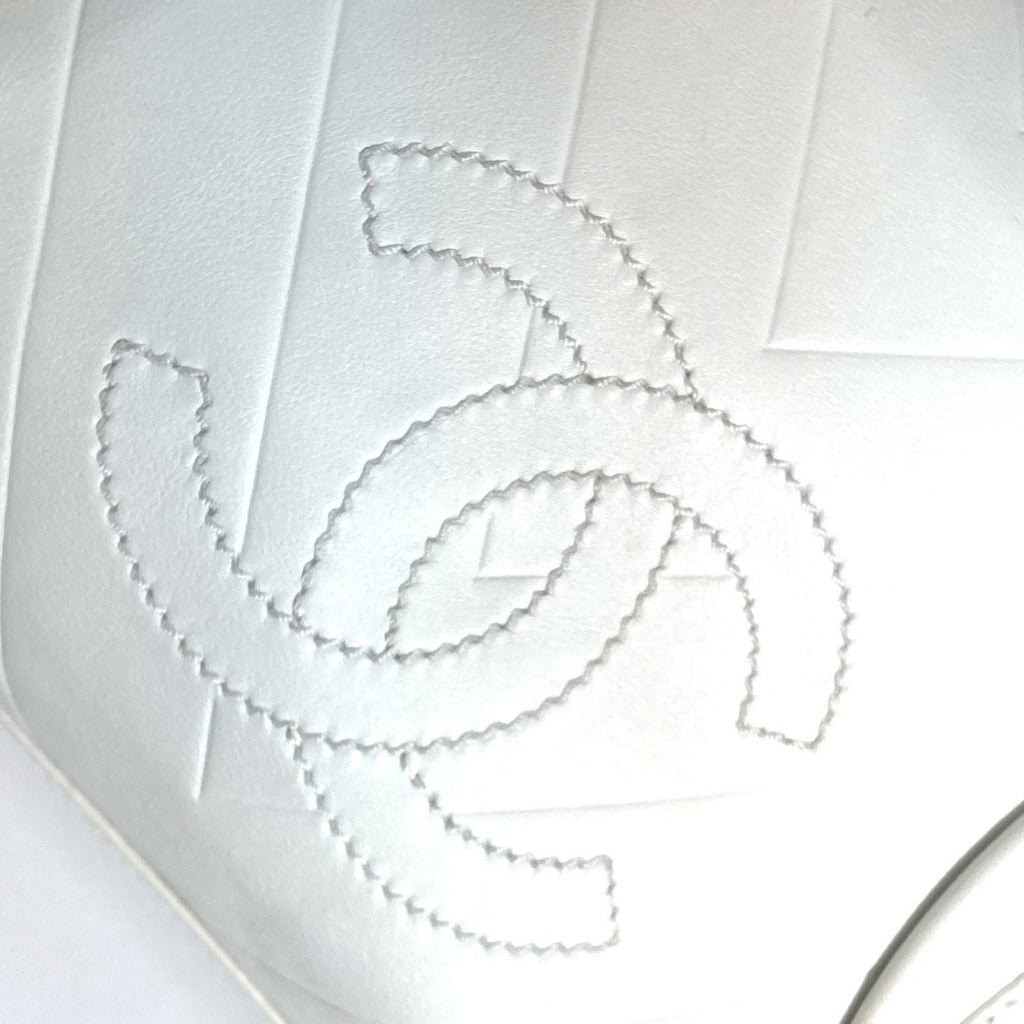 Chanel Quilted Bowling Bag White Leather