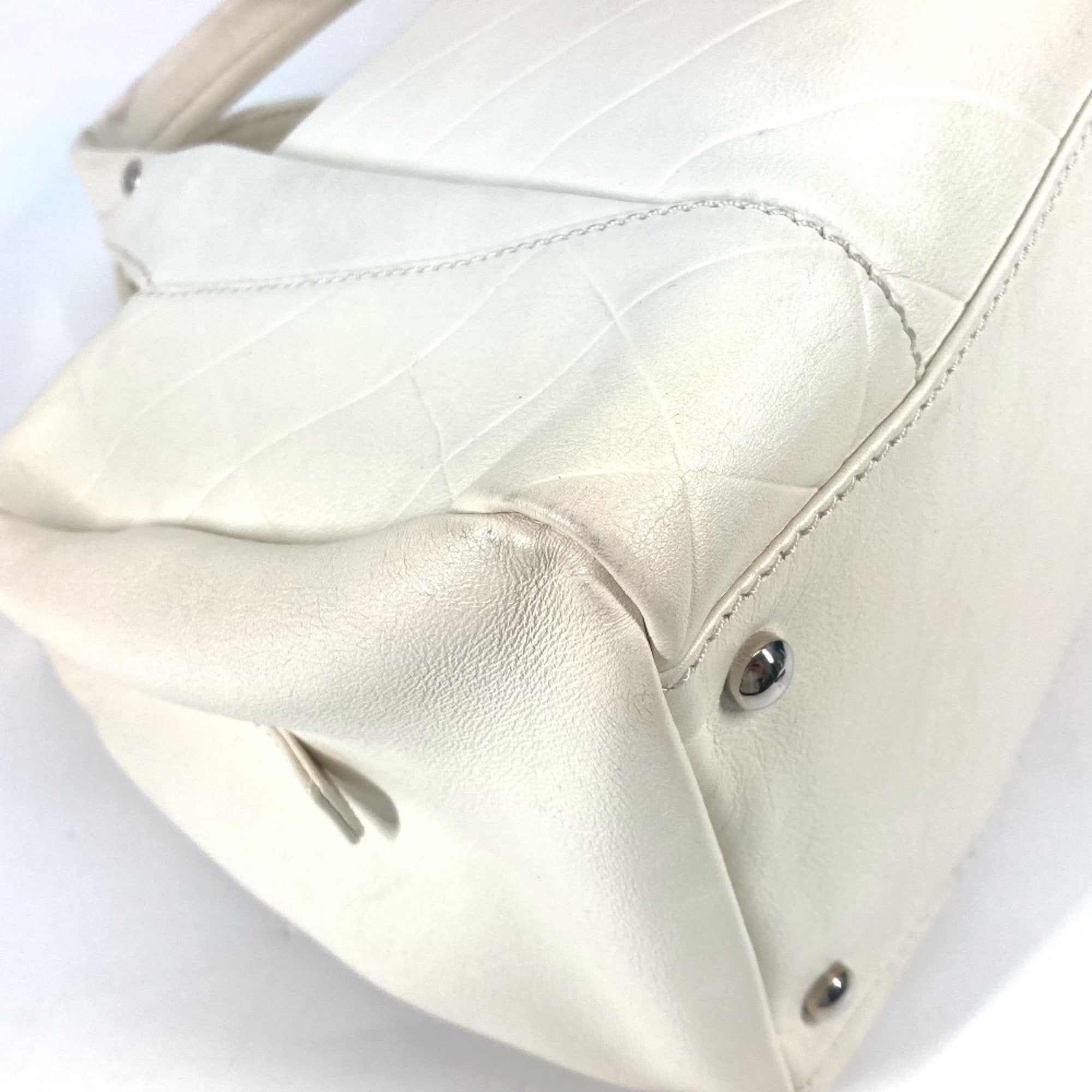 Chanel Quilted Bowling Bag White Leather