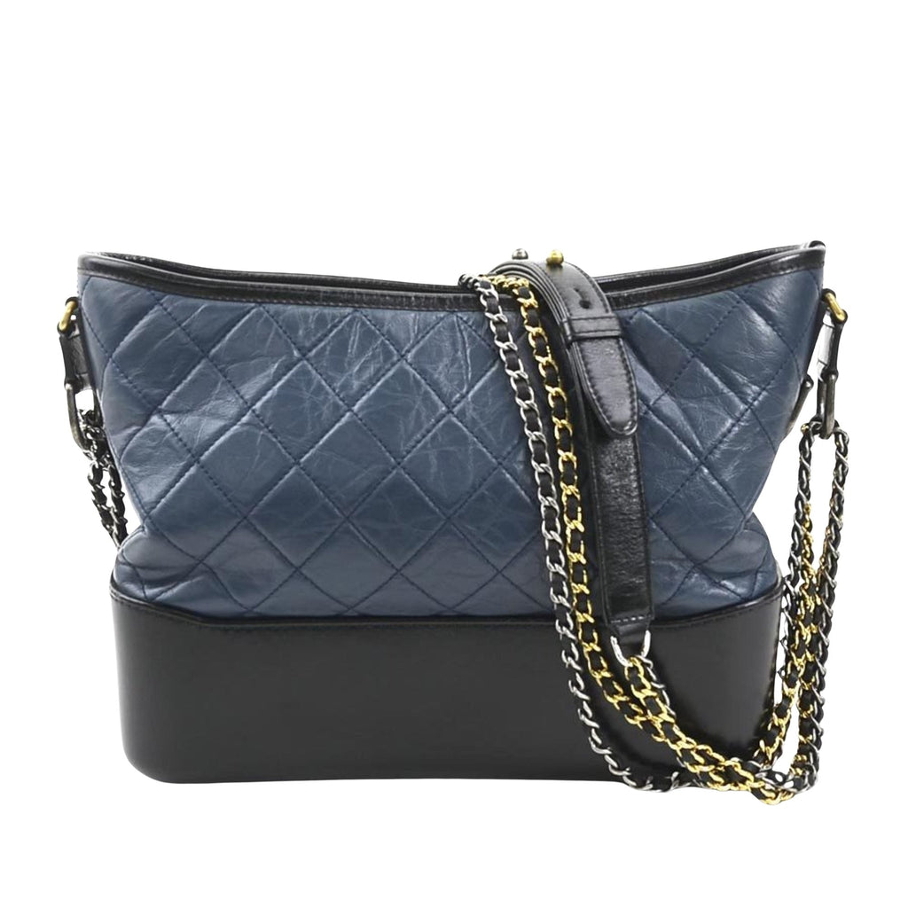 Chanel Chanel Quilted Leather Hobo Bag BlueBlack