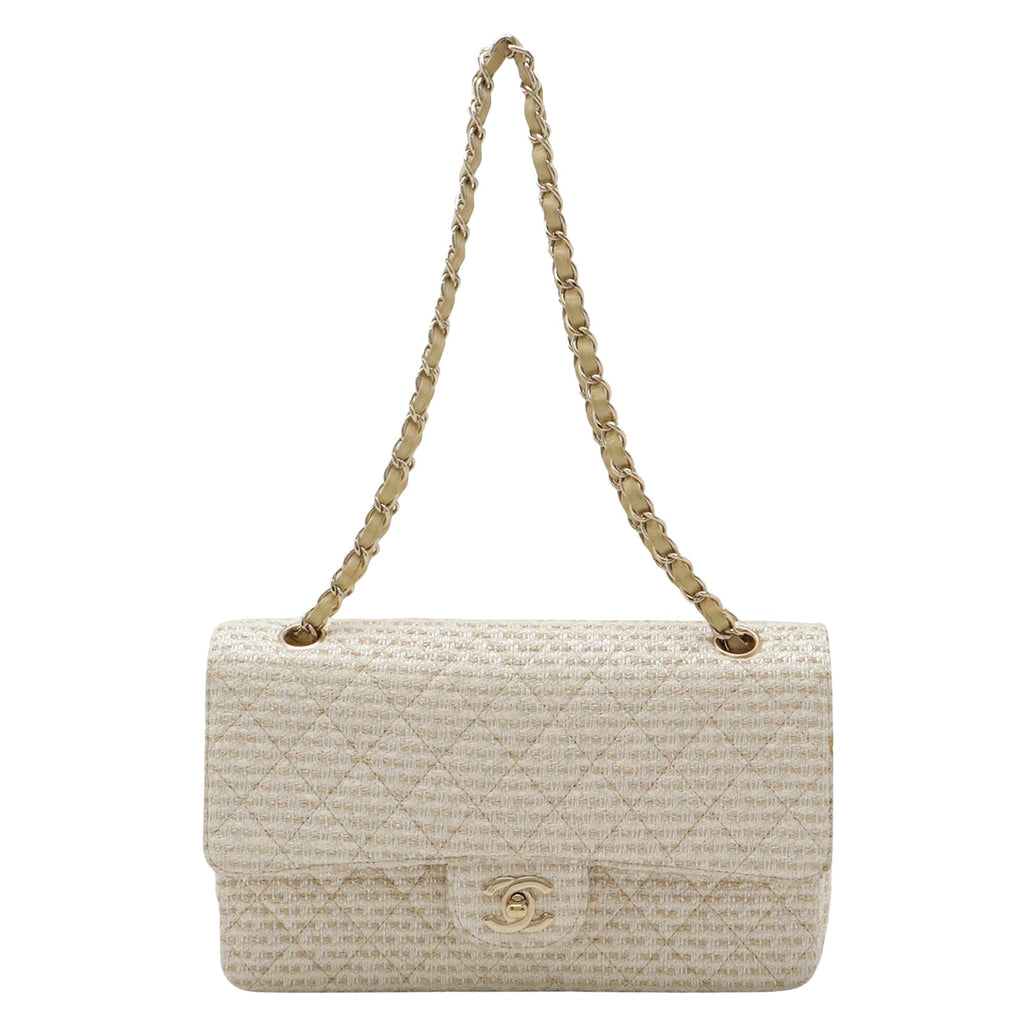 Chanel Classic Flap Bag Small Beige Tweed