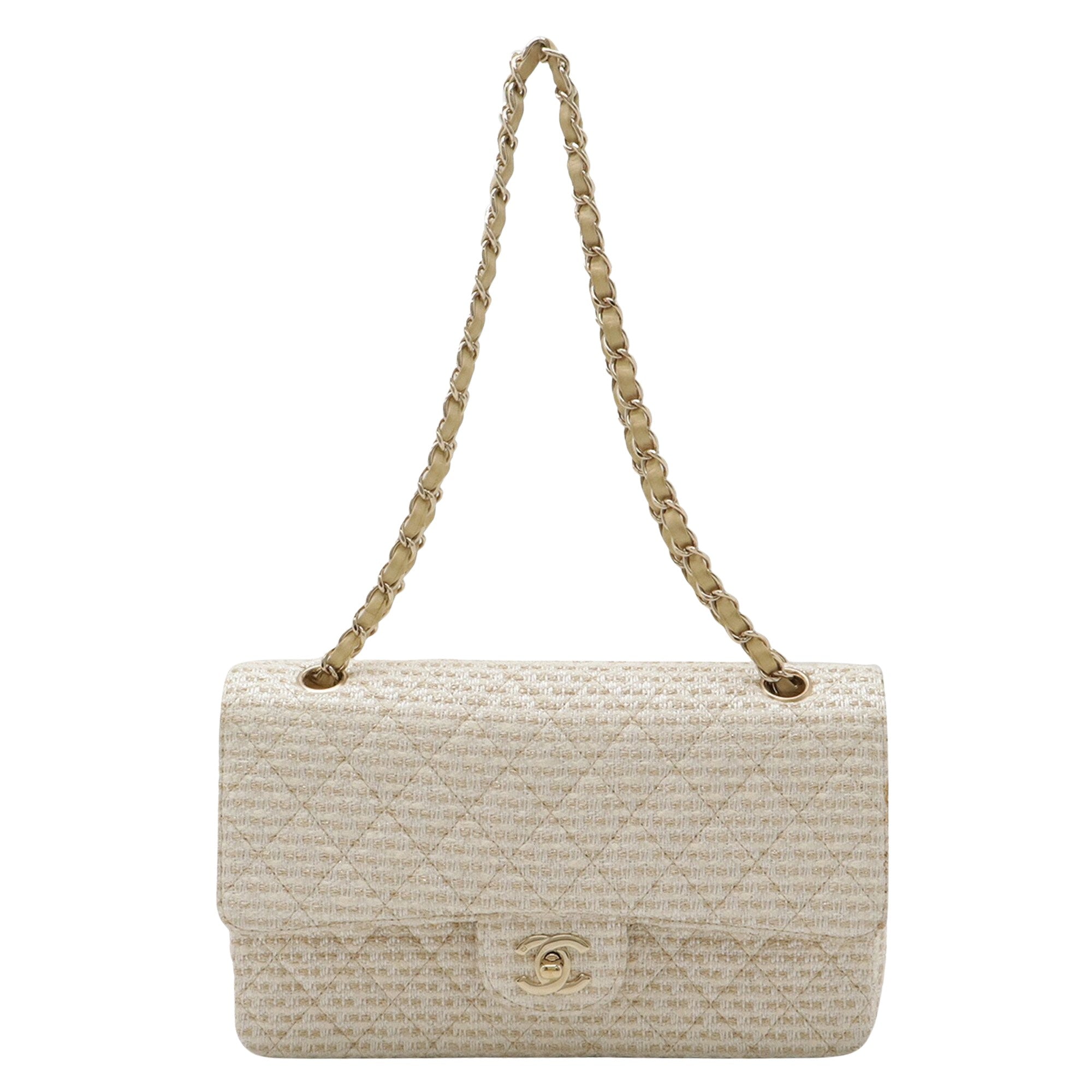 Chanel Classic Flap Bag Small Beige Tweed