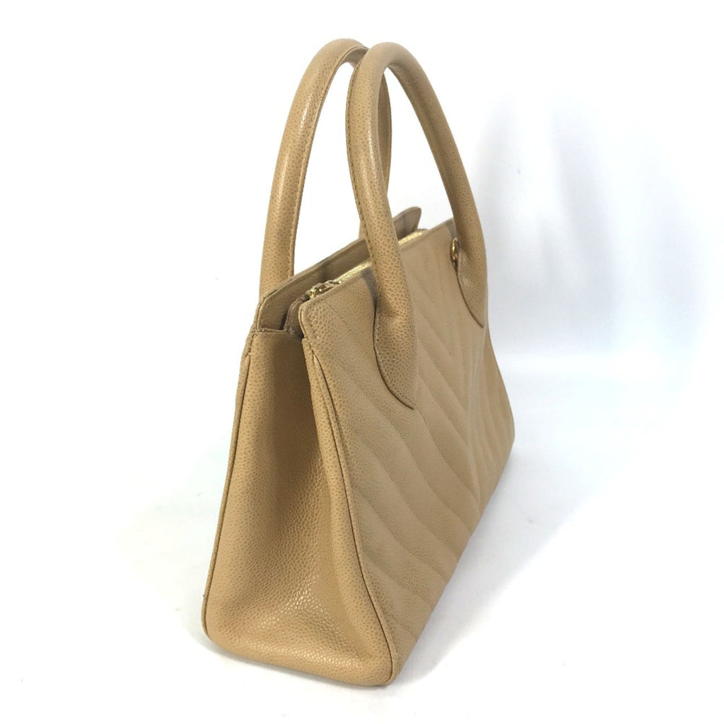 Chanel Chevron Beige Handbag