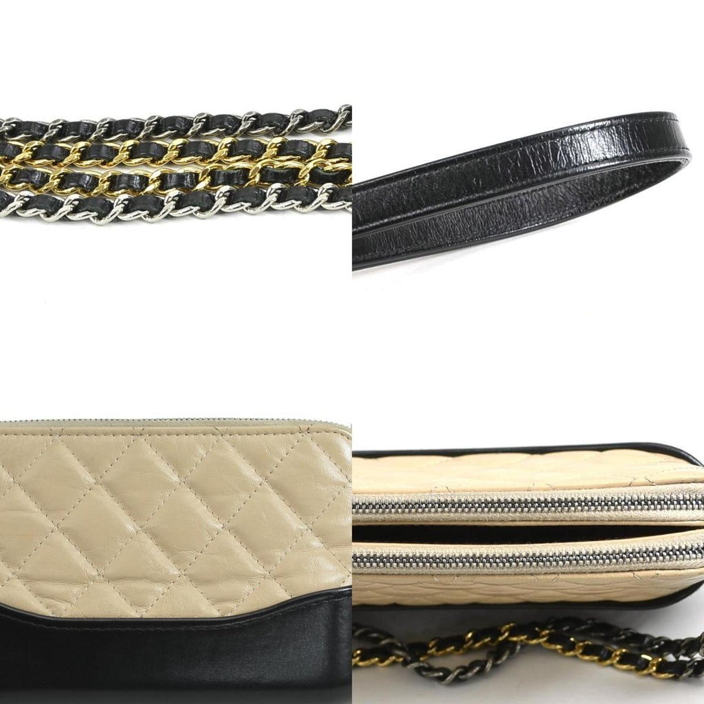 Chanel Quilted Lambskin Chain Bag BeigeBlack