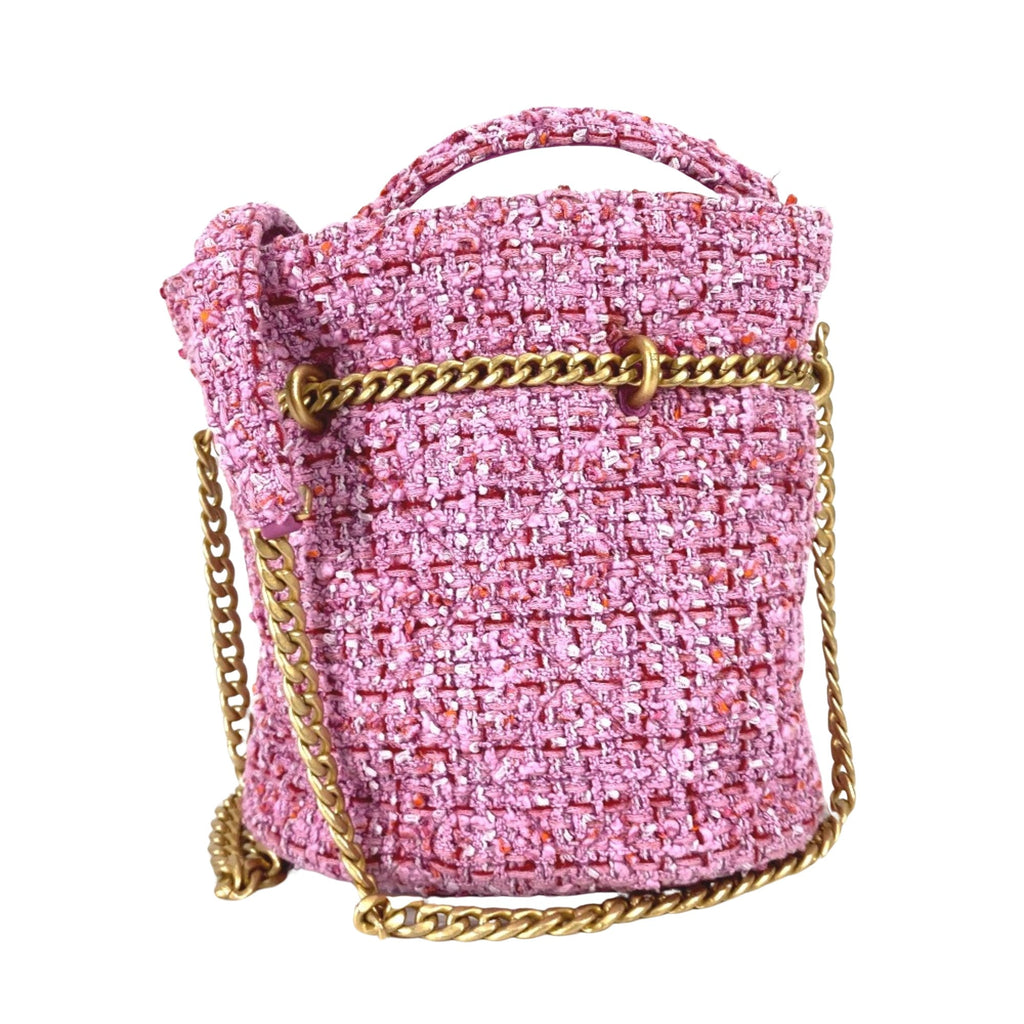 Chanel Tweed Bucket Bag Pink Tweed Model