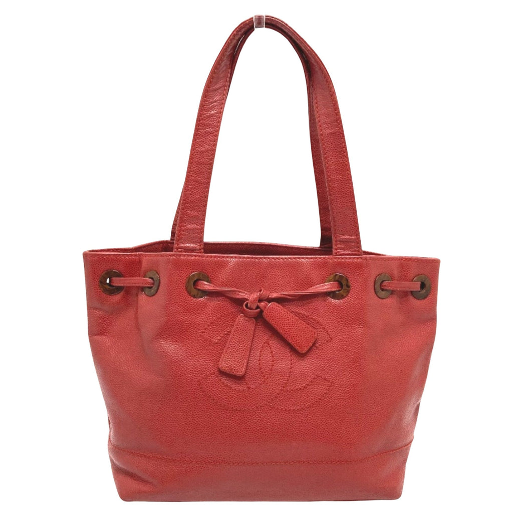 Chanel Red Caviar Leather Tote Bag
