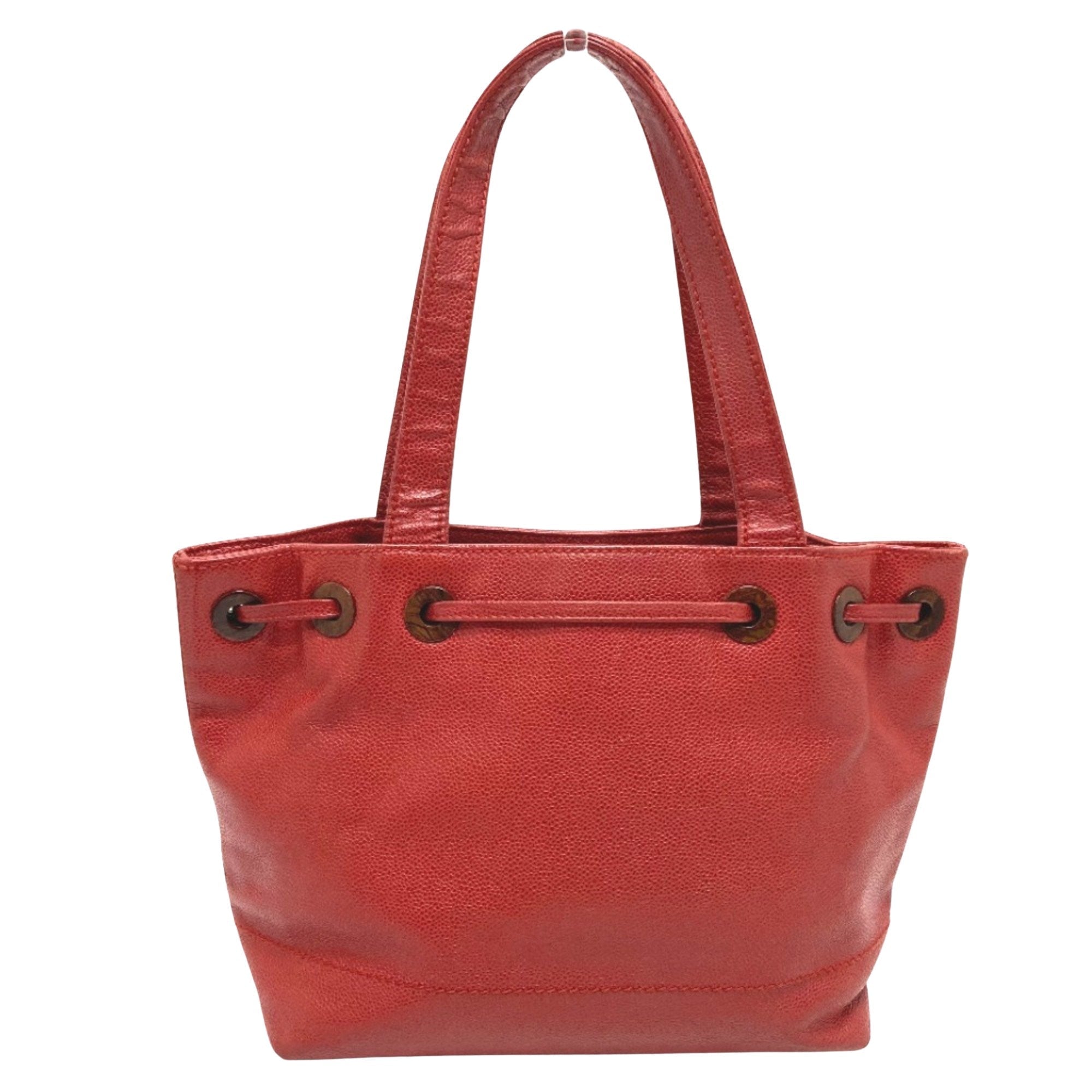 Chanel Red Caviar Leather Tote Bag