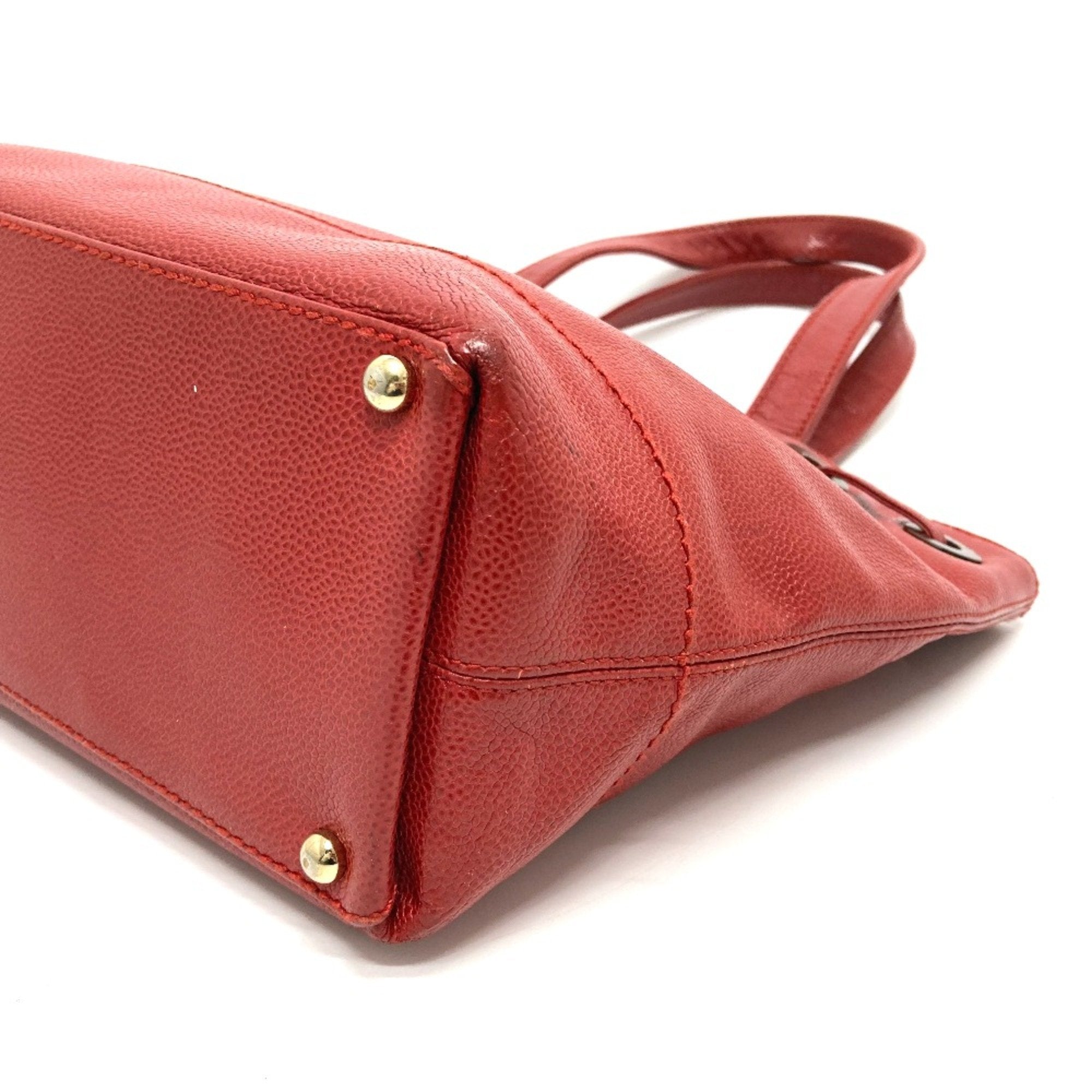 Chanel Red Caviar Leather Tote Bag